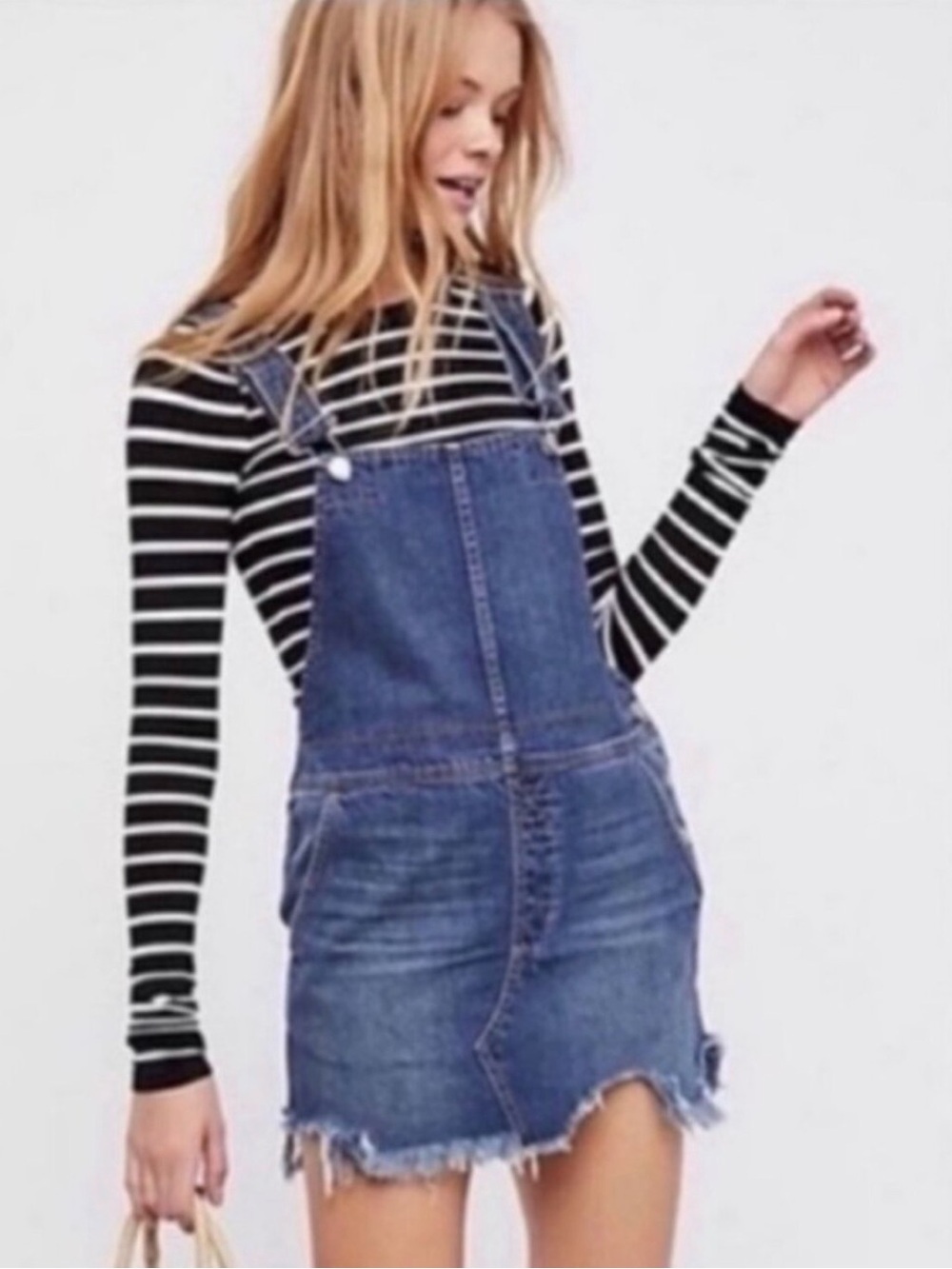 Blue Denim Overall Dress Classic Casual Style